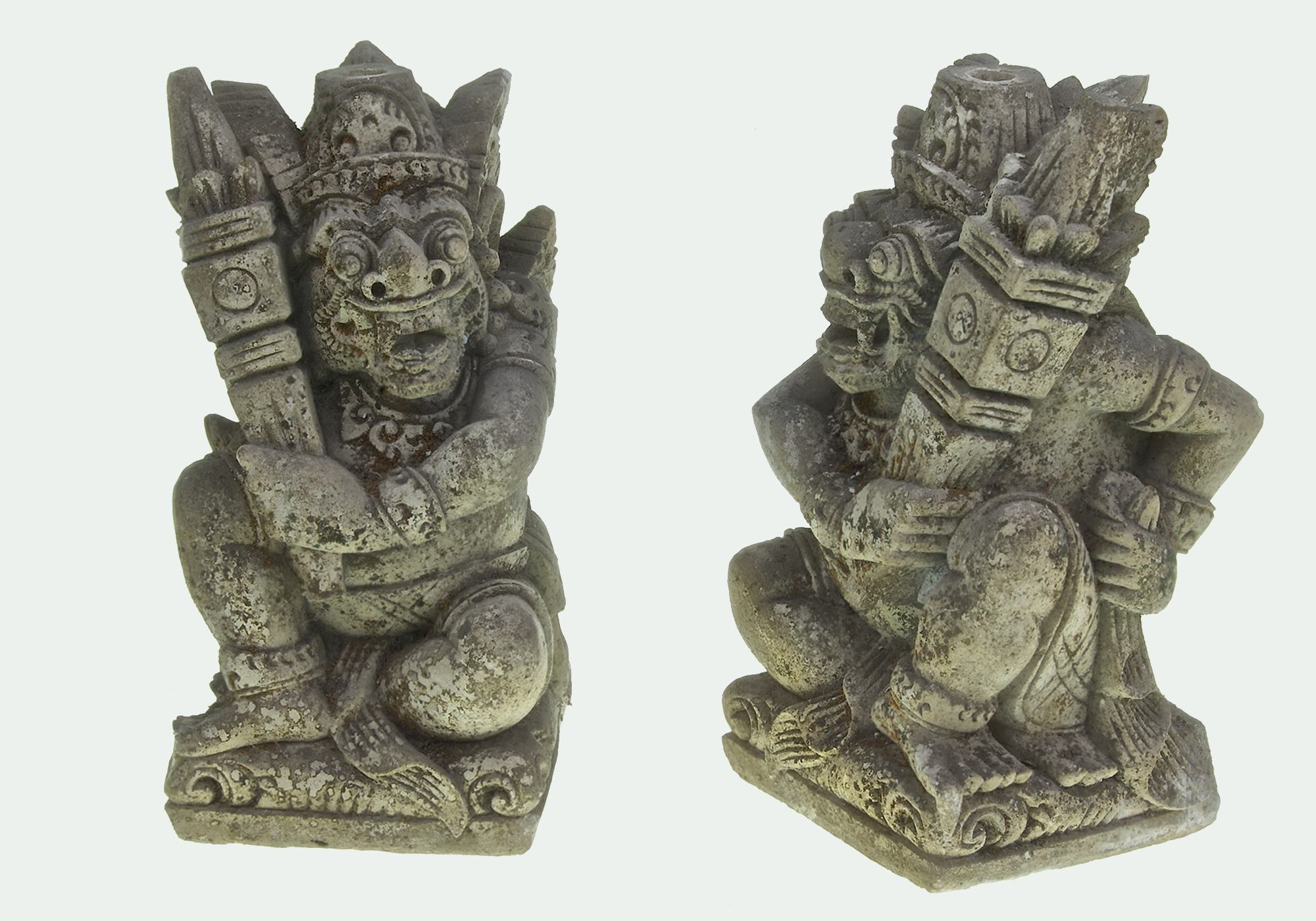 PAIR OF BALINESE HAND CARVED ENTRANCE GODS